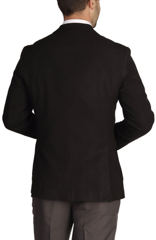 Black Solid Textured Sport Coat