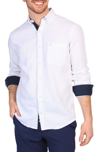 Solid Linen Blend Long Sleeve Shirt