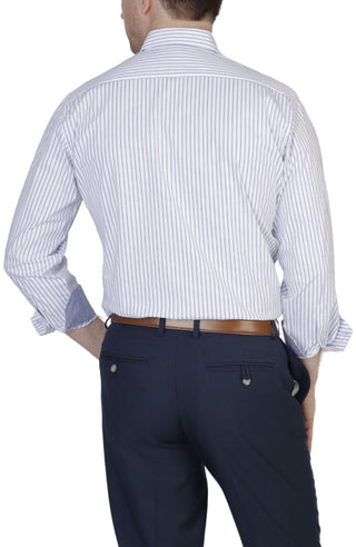 Blue Stripe Cotton Stretch Long Sleeve Shirt