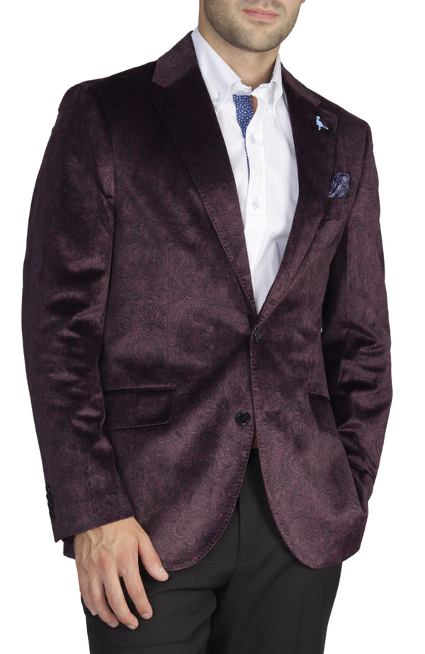 Bordeaux Paisley Velvet Sport Coat