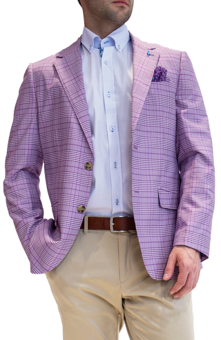Purple Textured Plaid Sport Coat