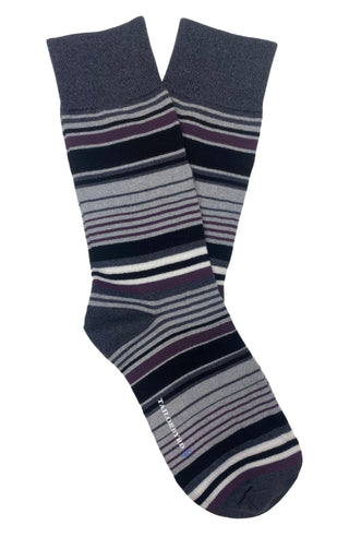 Charcoal Multi Stripe Crew Socks