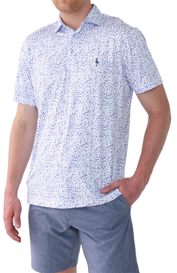 Lilac Mini Floral Print Performance Polo