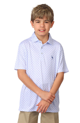 Boys Golf Cart Print Performance Polo