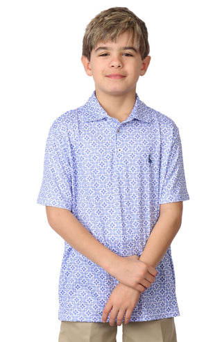 Boys Floral Tile Performance Polo