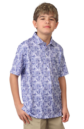 Boys Leaf Print Performance Polo