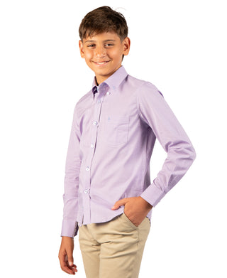 Boys Signature Micro Gingham Long Sleeve Shirt