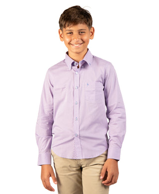 Boys Signature Micro Gingham Long Sleeve Shirt