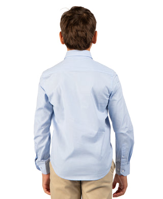 Boys Signature Micro Gingham Long Sleeve Shirt