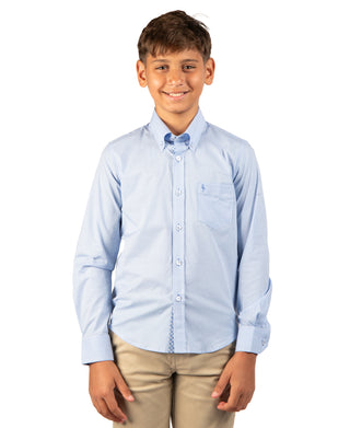 Boys Signature Micro Gingham Long Sleeve Shirt