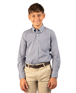 Boys Signature Micro Gingham Long Sleeve Shirt