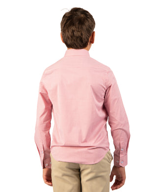 Boys Signature Micro Gingham Long Sleeve Shirt