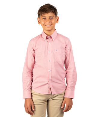 Boys Signature Micro Gingham Long Sleeve Shirt