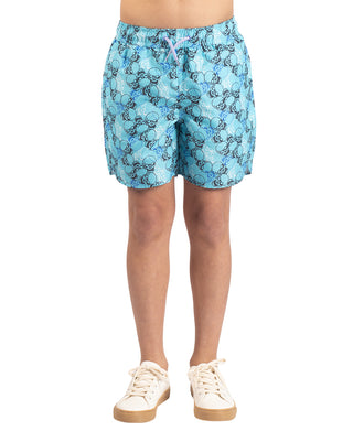 Boys Skulls Printed Swim Shorts