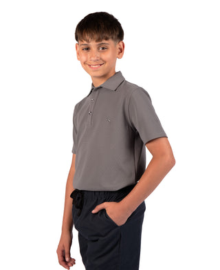 Boys Micro Grid Textured Performance Polo