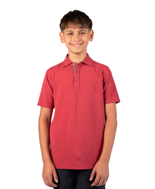Boys Micro Grid Textured Performance Polo