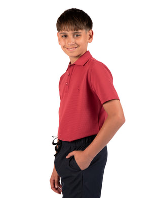 Boys Micro Grid Textured Performance Polo