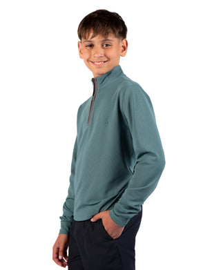 Boys Micro Grid Textured Performance Quarter Zip