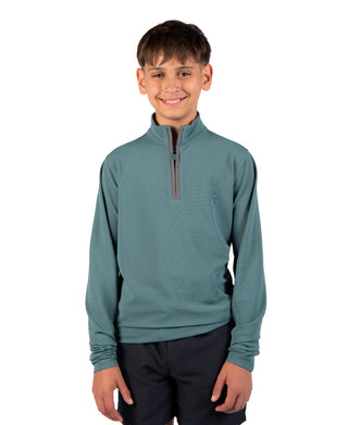 Boys Micro Grid Textured Performance Quarter Zip