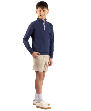 Boys Micro Grid Textured Performance Quarter Zip