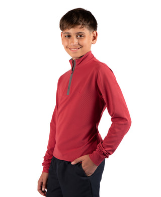 Boys Micro Grid Textured Performance Quarter Zip