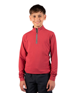 Boys Micro Grid Textured Performance Quarter Zip