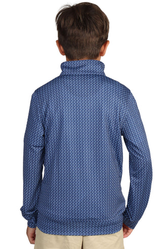 Boys Navy Golf Tee Print Performance Quarter-Zip