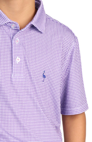 Boys Houndstooth Print Performance Polo