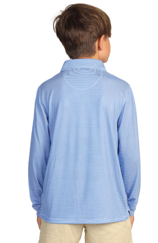 Boys Micro Stripe Long Sleeve Performance Polo