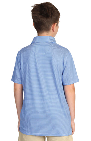 Boys Blue Striped Performance Polo