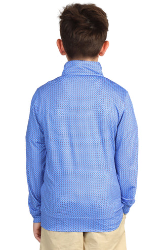 Boys Blue Golf Tees Print Performance Quarter-Zip