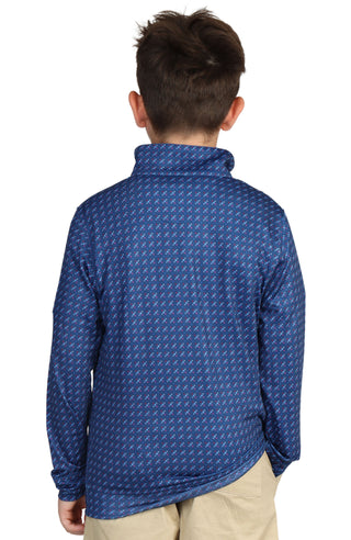 Boys Navy Geo Print Performance Quarter-Zip