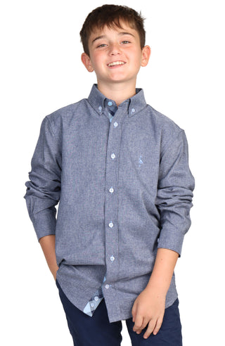 Boys Melange Button Down Shirt