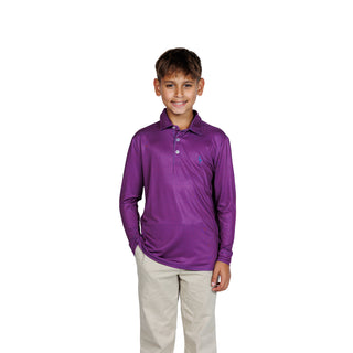 Boys Gametime Long Sleeve Performance Polo - Mini Houndstooth