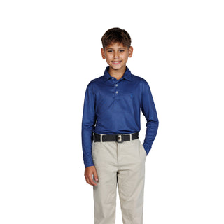 Boys Gametime Long Sleeve Performance Polo - Mini Houndstooth