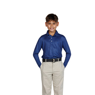 Boys Gametime Long Sleeve Performance Polo - Mini Houndstooth