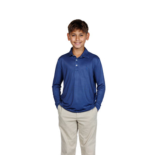 Boys Gametime Long Sleeve Performance Polo - Mini Houndstooth