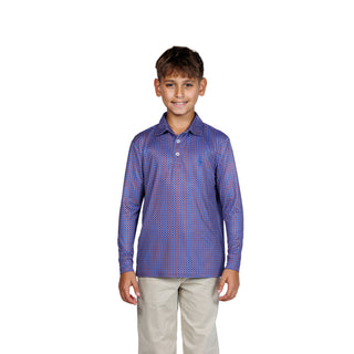 Boys Gametime Long Sleeve Performance Polo - Footballs