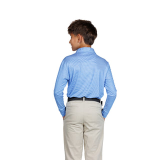 Boys Precision Stripe Long Sleeve Performance Polo