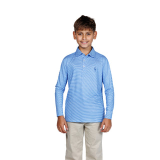Boys Precision Stripe Long Sleeve Performance Polo