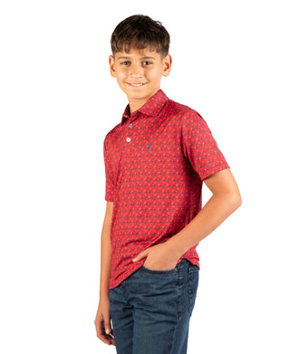 Boys Golf Carts and Snowflakes Performance Polo