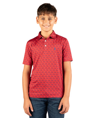 Boys Golf Carts and Snowflakes Performance Polo