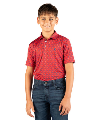 Boys Golf Carts and Snowflakes Performance Polo