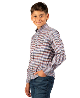 Boys Multi Color Gingham Long Sleeve Shirt