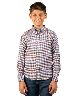 Boys Multi Color Gingham Long Sleeve Shirt