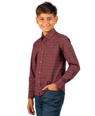 Boys Holiday Mini Tartan Long Sleeve Shirt