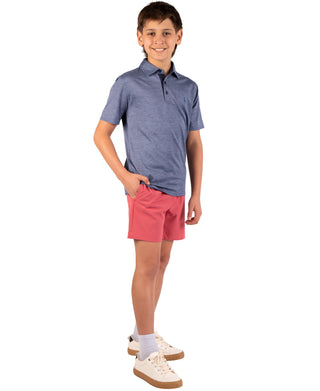 Boys Melange Mesh Performance Polo
