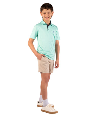 Boys Melange Mesh Performance Polo