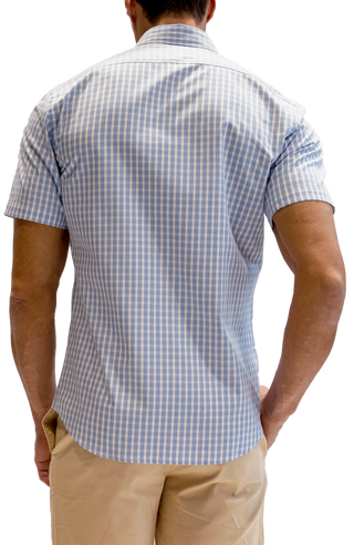 White & Blue Check Cotton Heritage Short Sleeve Shirt