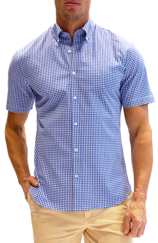 Gingham Cotton Stretch Short Sleeve Shirt